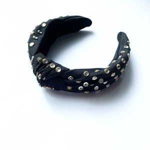 Black knot headband with crystal beads